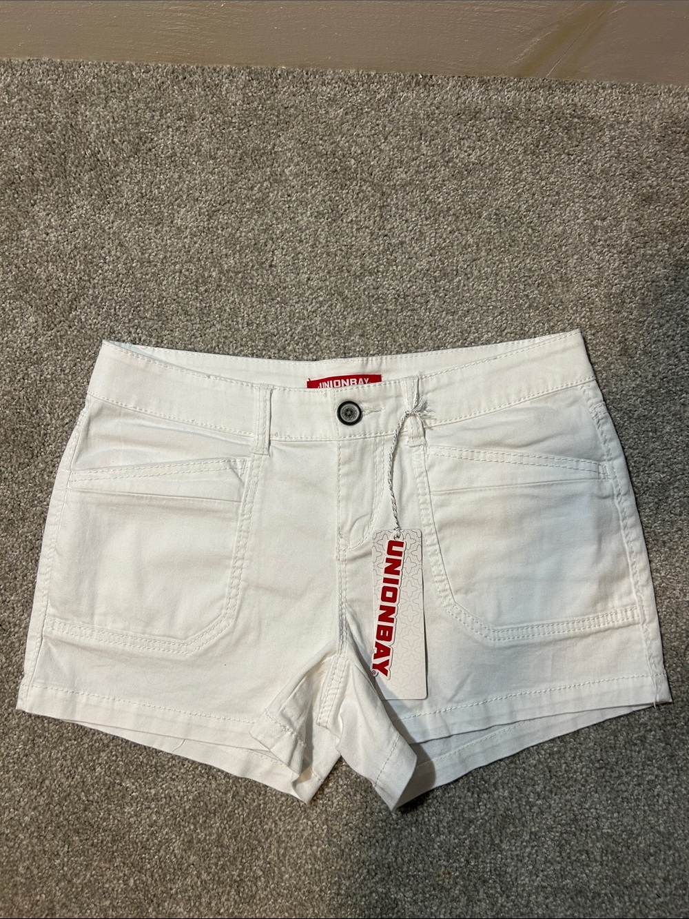 UNIONBAY White Stretch Denim Shortie Shorts